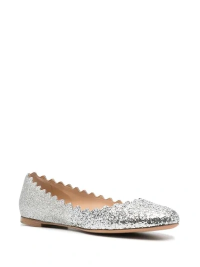 Shop Chloé Glitter Ballet Flats In Silver