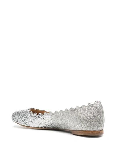 Shop Chloé Glitter Ballet Flats In Silver