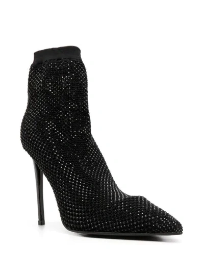 Shop Le Silla Rhinestone Embellished Sock Boots In Black