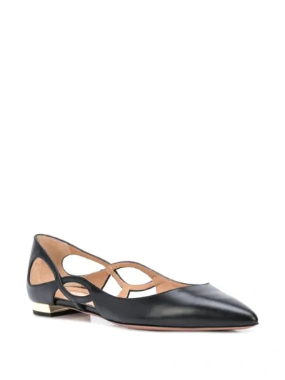 Shop Aquazzura Forever Cut-out Ballerina Shoes In Black