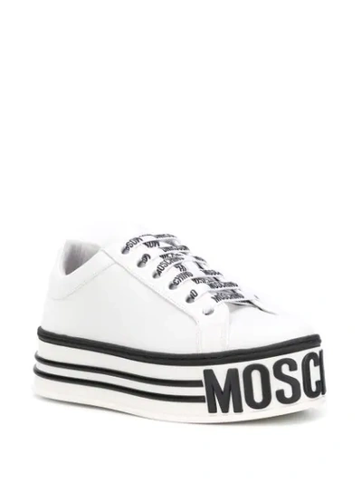 Shop Moschino Lace-up Platform Sneakers In White