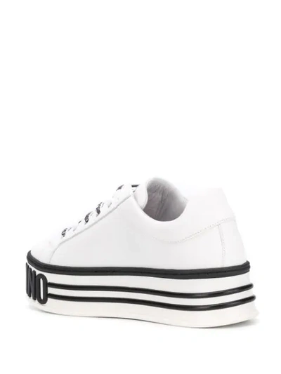 Shop Moschino Lace-up Platform Sneakers In White