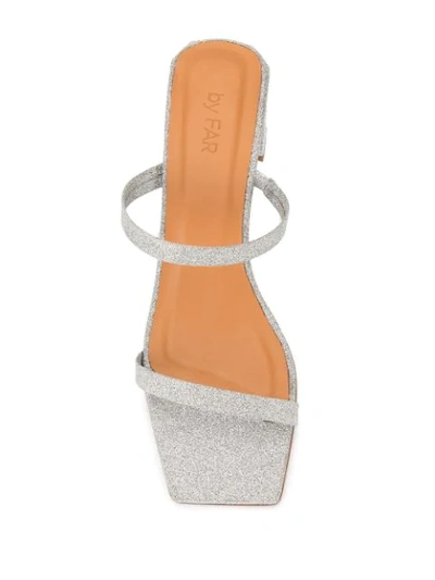 Shop By Far Tanya Glittered Mules In Silver