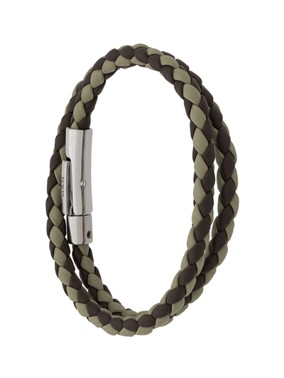 Shop Tod's Mycolors Leather Bracelet In Green/brown