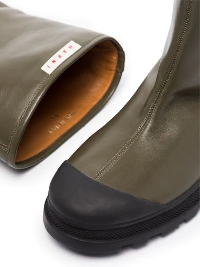 GREEN LEATHER GUMBOOTS