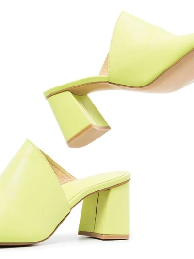 Shop Osoi 70mm Asymmetric Leather Mules In Yellow