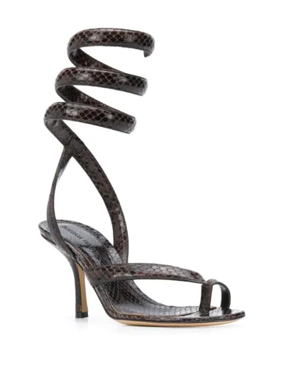 Shop Bottega Veneta Spiral Ankle Strap 80mm Sandals In Brown