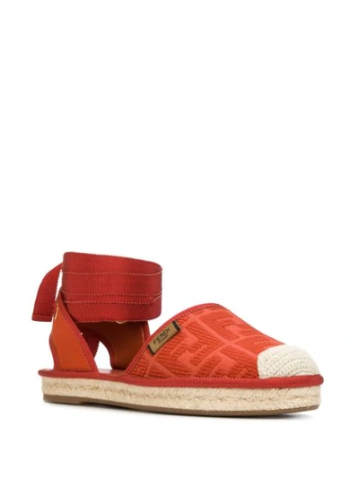 Shop Fendi Ff Motif-embroidered Espadrilles In Orange