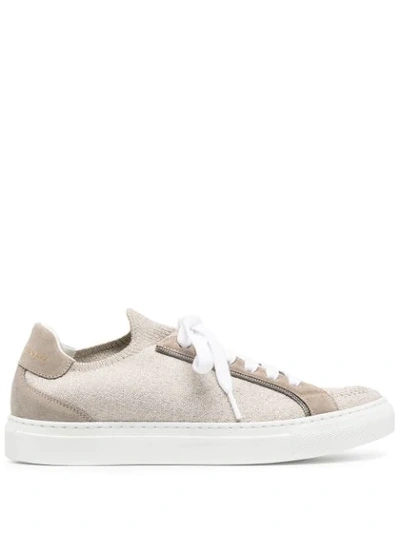 Shop Brunello Cucinelli Fly Knit Fabric Trainers In Neutrals