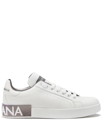 Shop Dolce & Gabbana Portofino Logo-patch Sneakers In White