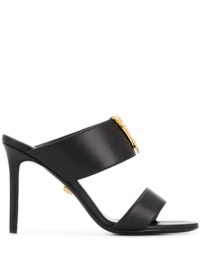 Shop Versace Virtus Leather Mules In Black