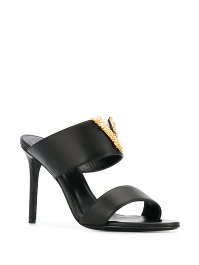 Shop Versace Virtus Leather Mules In Black