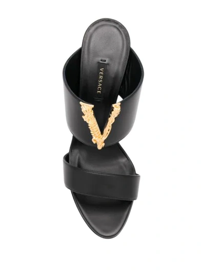 Shop Versace Virtus Leather Mules In Black