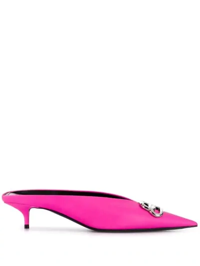 Shop Balenciaga Knife Leather Mules In Pink