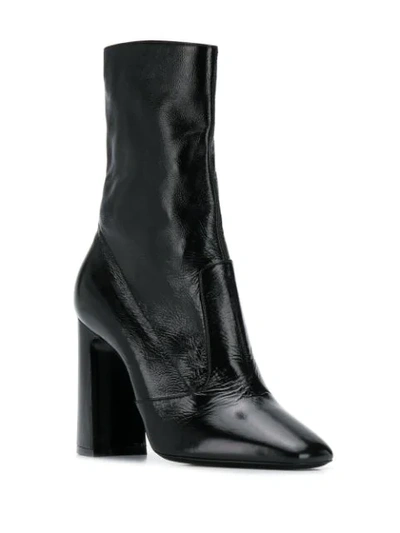 Saint Laurent Square Toe 100mm Ankle Boot In Black