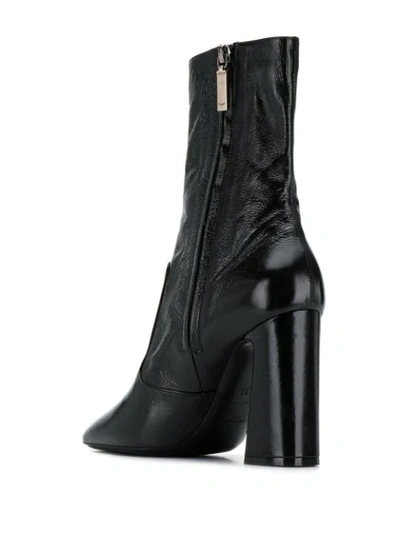 Saint Laurent Square Toe 100mm Ankle Boot In Black