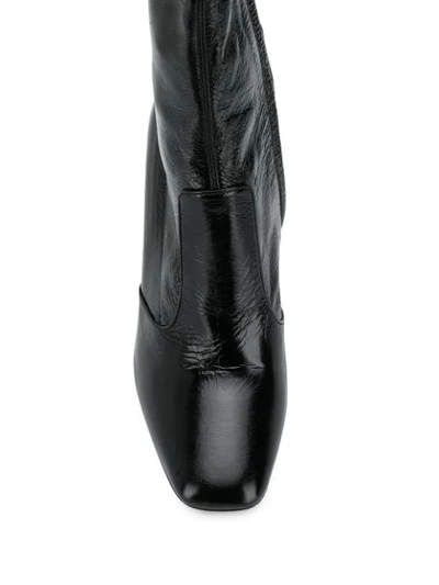 Saint Laurent Square Toe 100mm Ankle Boot In Black