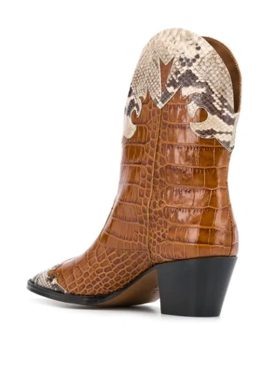 Shop Paris Texas Embossed-effect Panelled Ankle Boots In Brown