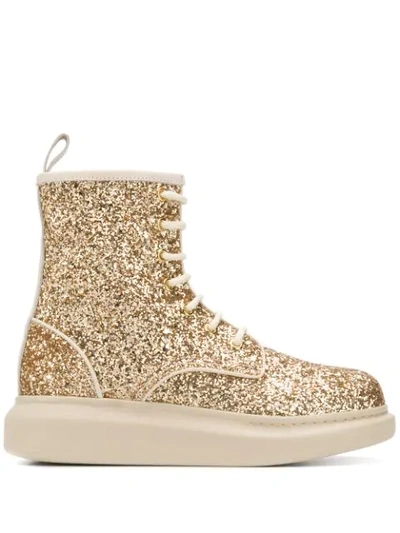 Shop Alexander Mcqueen Hybrid Ankle Boots In Gold