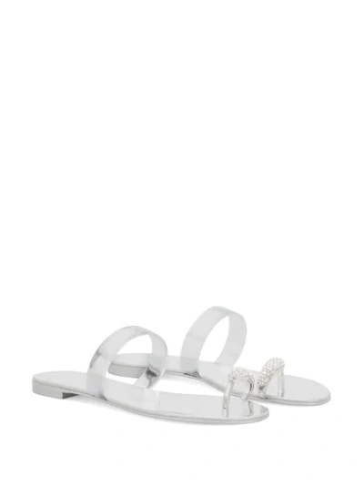 Shop Giuseppe Zanotti Ring Ghost Flat Sandals In Silver