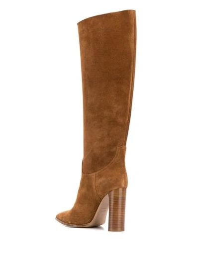 Shop Casadei Pointed Toe Knee-high Boots In Brown