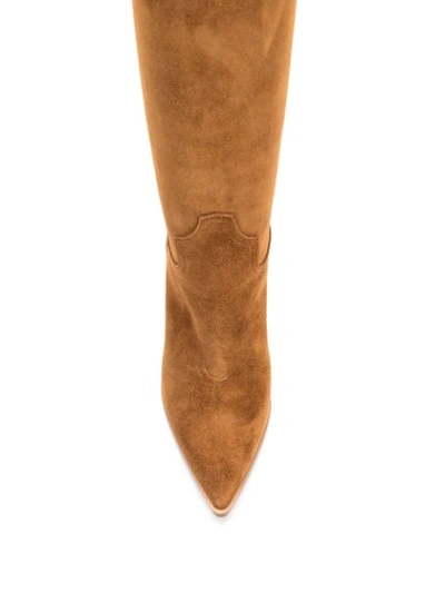 Shop Casadei Pointed Toe Knee-high Boots In Brown