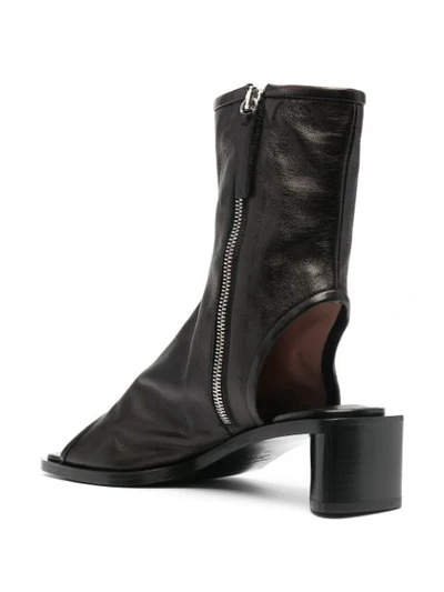 Shop Acne Studios Open-toe Leather Low-heel Boots In Black