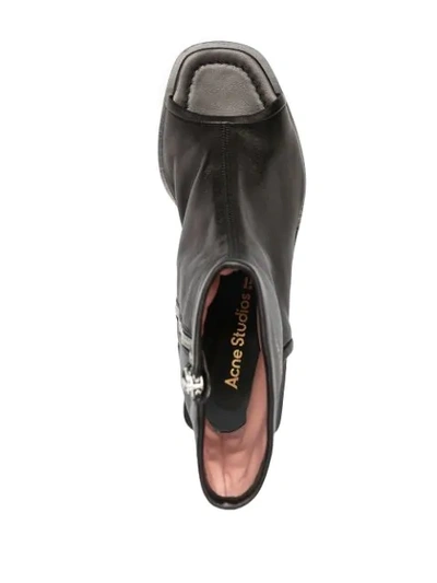 Shop Acne Studios Open-toe Leather Low-heel Boots In Black