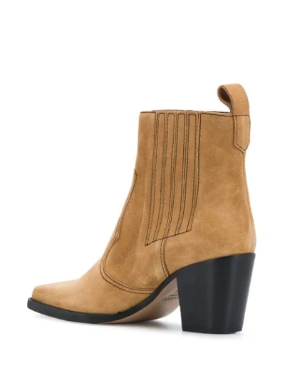 Shop Ganni Western 70mm Ankle Boots In Brown