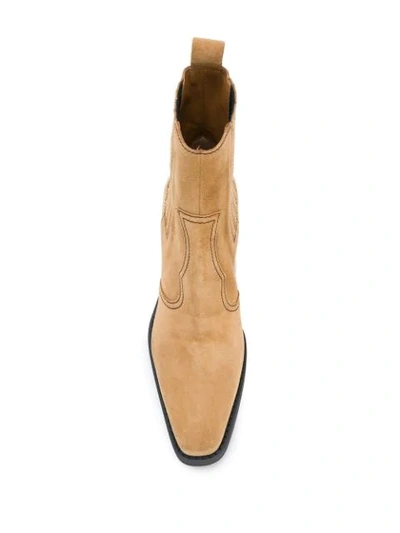 Shop Ganni Western 70mm Ankle Boots In Brown
