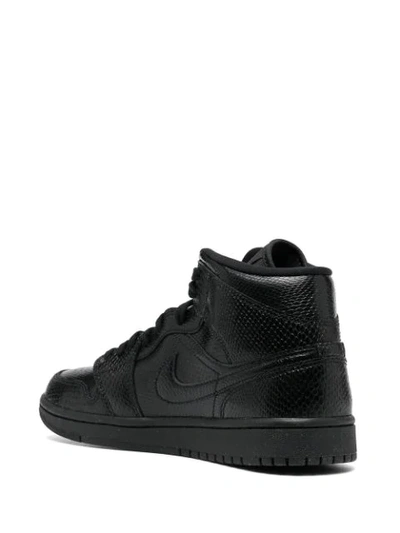 Shop Jordan Air  1 Mid Sneakers In Black