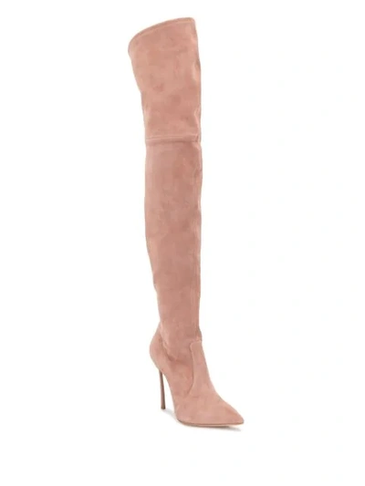 Shop Casadei Blade Thigh-high Boots In Pink