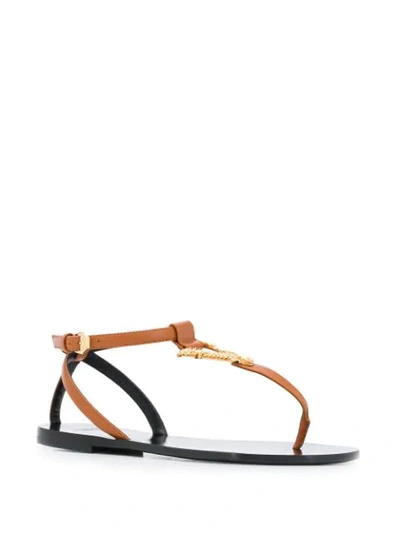Shop Versace Virtus T-bar Flat Sandals In Neutrals