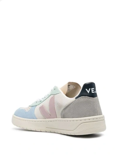 Shop Veja V-10 Colour-block Sneakers In Neutrals