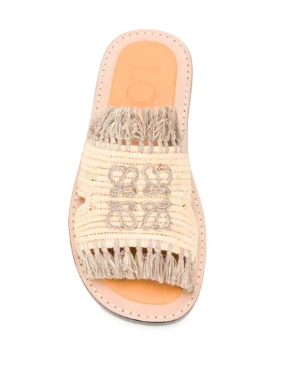 Shop Loewe Raffia Flat Sandals In Neutrals