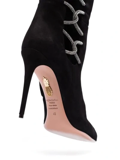 Shop Aquazzura Belle De Nuit 105mm Crystal-embellished Boots In Black