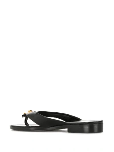Pre-owned Chanel Cc Turn-lock Flat Sandals In Black