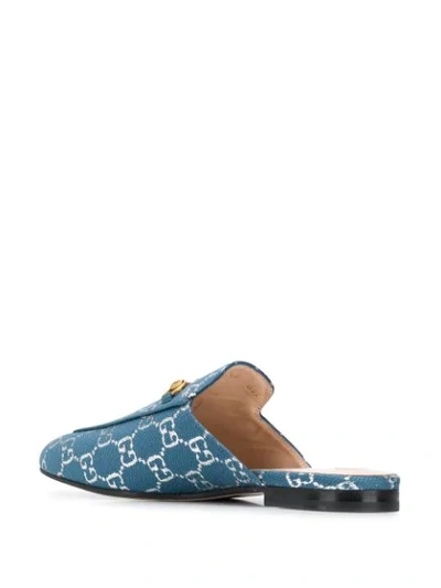 Shop Gucci Princetown Gg Supreme Slippers In Blue