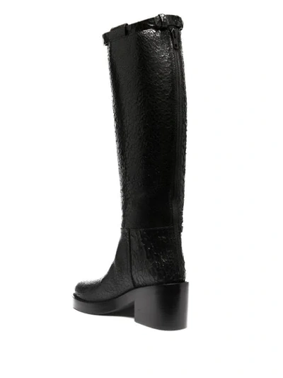 Shop Ann Demeulemeester Crinkled Leather Knee-length Boots In Black