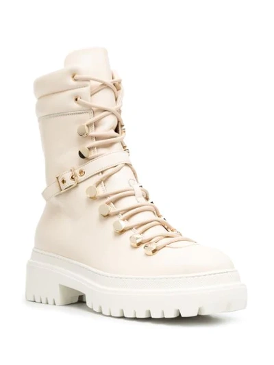 L'autre Chose Lace-up Combat Boots In Neutrals