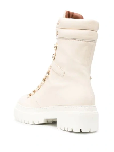 L'autre Chose Lace-up Combat Boots In Neutrals