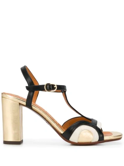 Shop Chie Mihara T-bar Strap Heeled Sandals In Gold