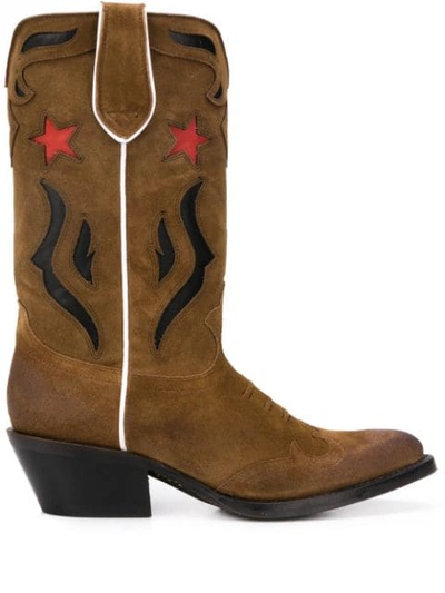 Shop Ash Prince Embroidered Boots In Brown