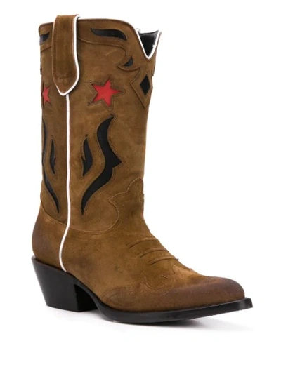 Shop Ash Prince Embroidered Boots In Brown