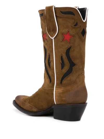 Shop Ash Prince Embroidered Boots In Brown