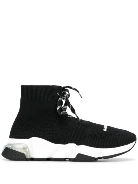 black mid top trainers