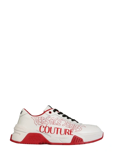 Shop Versace Jeans Couture Sneaker With Logo In Bianco