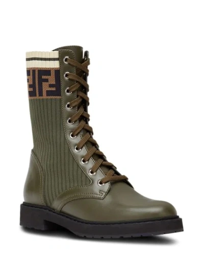 Shop Fendi Rockoko Combat Boots In Green