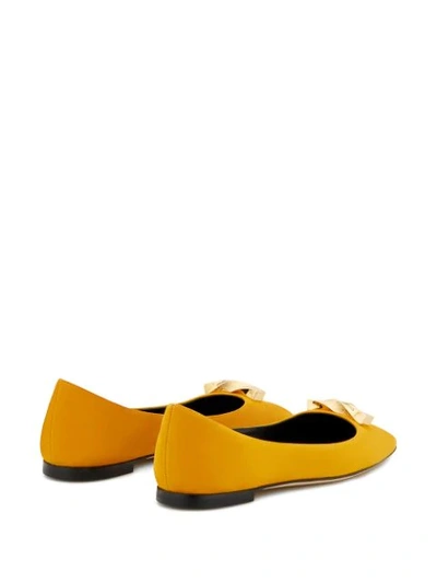Shop Giuseppe Zanotti Logo Plaque Ballerina Shoes In Yellow