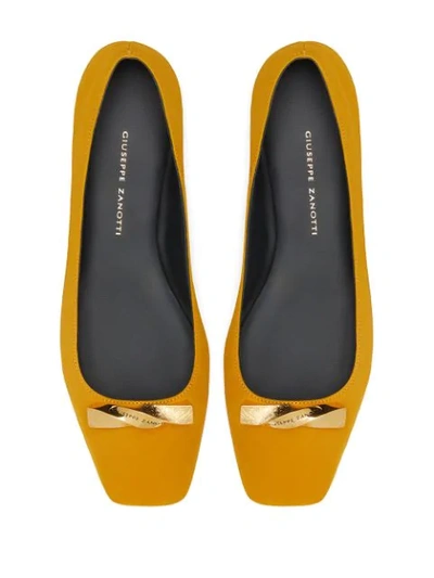 Shop Giuseppe Zanotti Logo Plaque Ballerina Shoes In Yellow